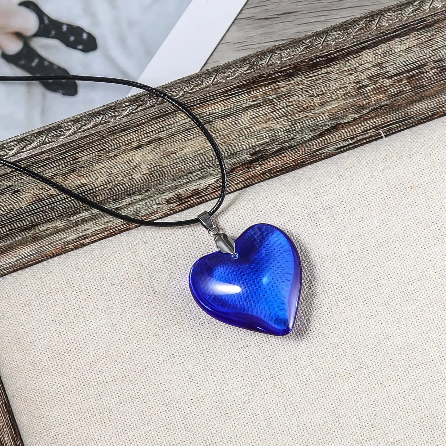 COLORFUL BLING Chunky Glass Puffy Heart Choker Necklace Coloured Glaze Heart Charms Pendant Necklace Y2K Aesthetic Simple Jewelry for Women