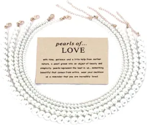 COLORFUL BLING Imitation Pearl Strands Choker Necklace Bracelet With Meaningful Card for Wedding Anniversary Birthday Party Gifts Bridal Jewelry Set