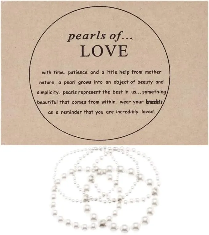 COLORFUL BLING Imitation Pearl Strands Choker Necklace Bracelet With Meaningful Card for Wedding Anniversary Birthday Party Gifts Bridal Jewelry Set