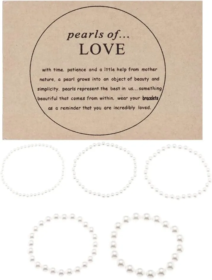 COLORFUL BLING Imitation Pearl Strands Choker Necklace Bracelet With Meaningful Card for Wedding Anniversary Birthday Party Gifts Bridal Jewelry Set