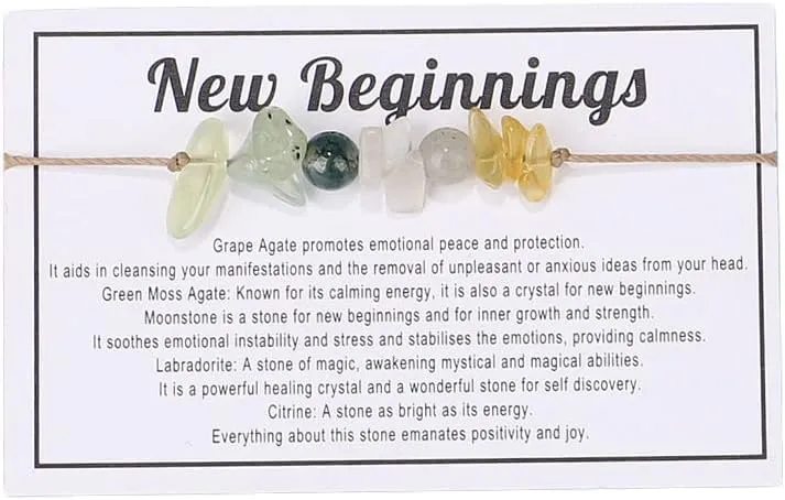 COLORFUL BLING Natural Healing Stone Quartz Crystal Bead Bracelet with Meaningful Card for Women Men Spiritual Anxiety Reiki Chakra Bracelets Protection Jewelry