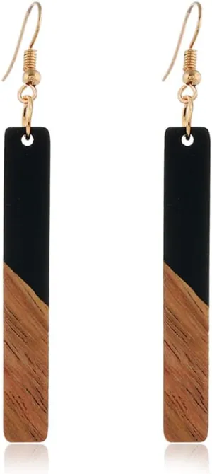 COLORFUL BLING Square geometric pendant earrings Acrylic wood grain vintage earrings simple chic earrings for women and girls jewelry
