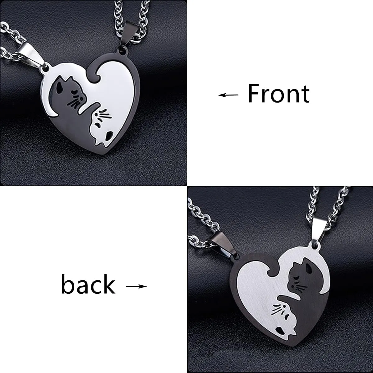 Couple Heart Or Cat BFF Best Friend for Girls Puzzle Friendship Pendant Necklaces,316L Stainless Steel