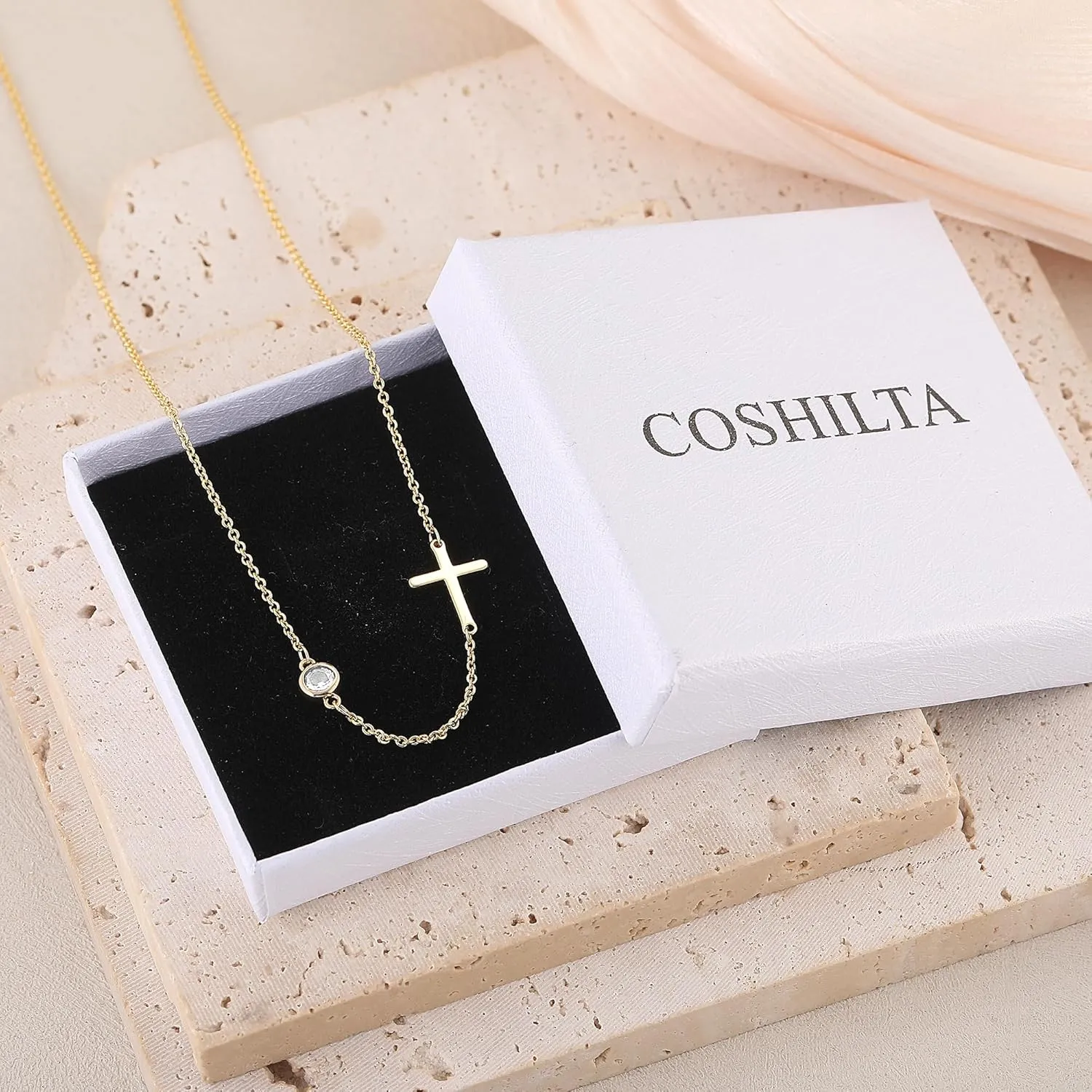 Cross Necklace for Women Small Sideways Simple Cute Choker