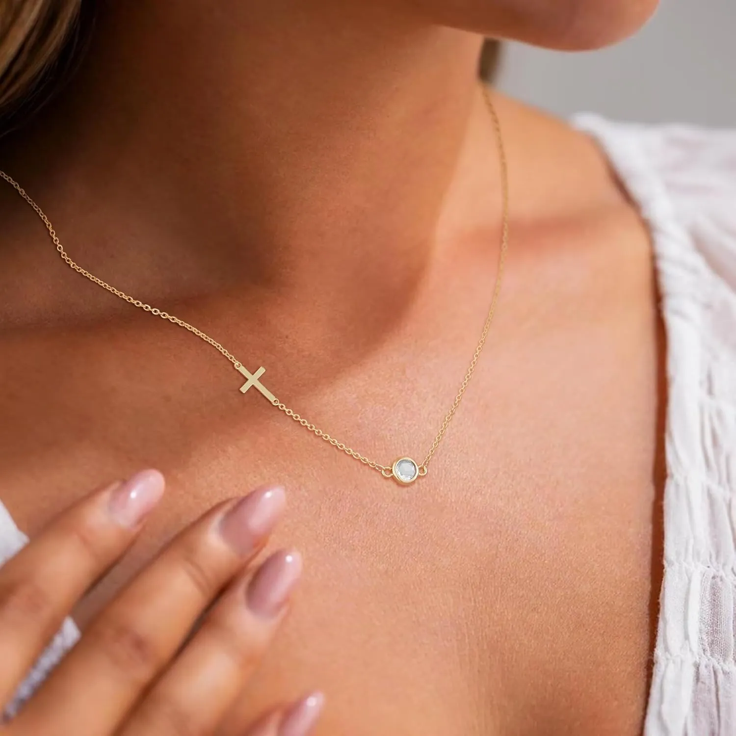 Cross Necklace for Women Small Sideways Simple Cute Choker