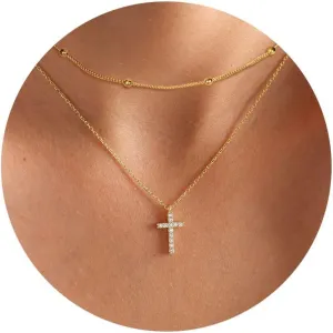 Cross Necklace for Women, Trendy 14K Gold Plated Dainty Pendant Necklaces Everyday Minimalist Jewelry