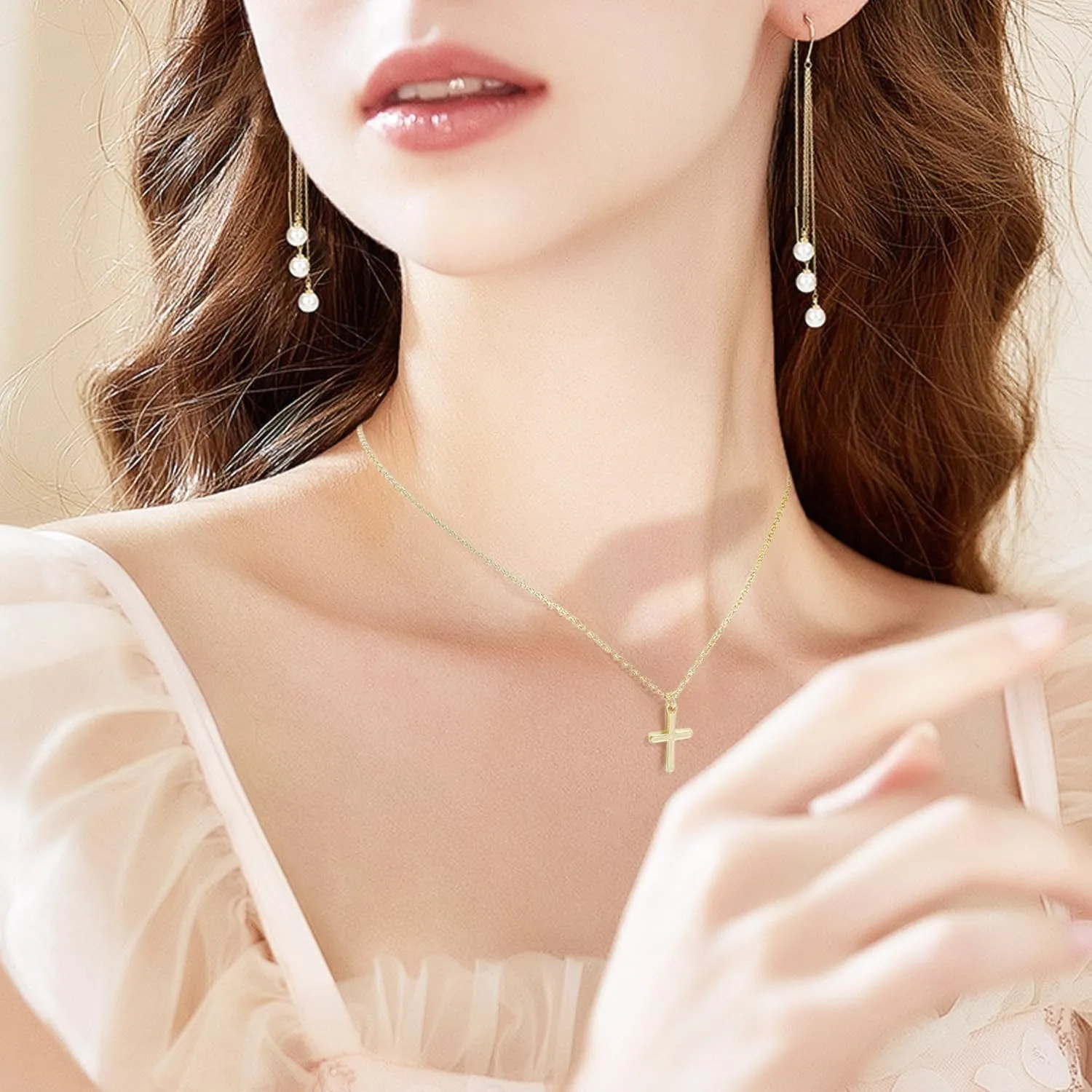 Cross Necklace for Women14K Gold Plated Cross Necklace Trendy Gold Jewelry Gifts for Women Trendy