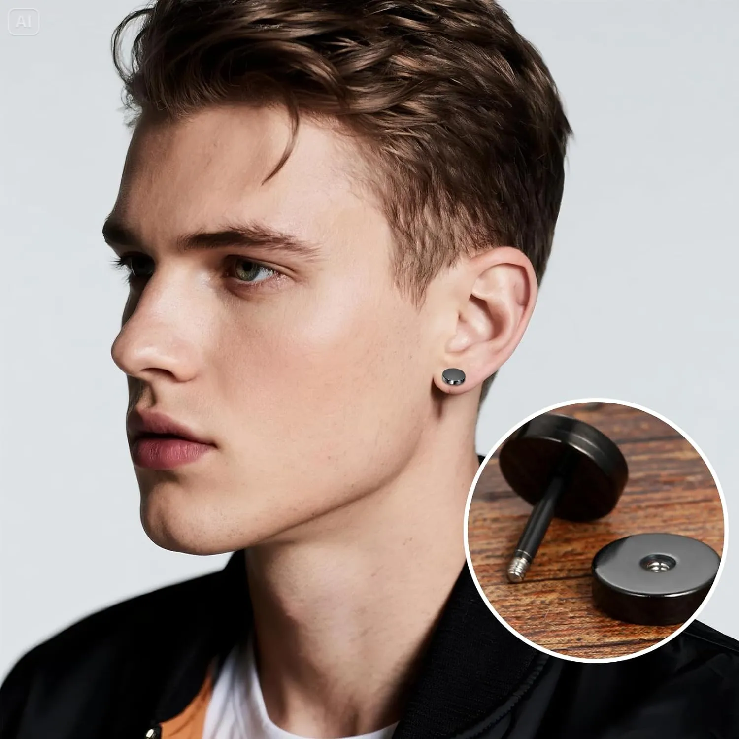 Cupimatch 3Pairs 3mm-12mm Screw Stud Earrings Mens Stainless Steel Cheater Fake Ear Plugs Gauges Illusion Tunnel, Black/Silver/Gold
