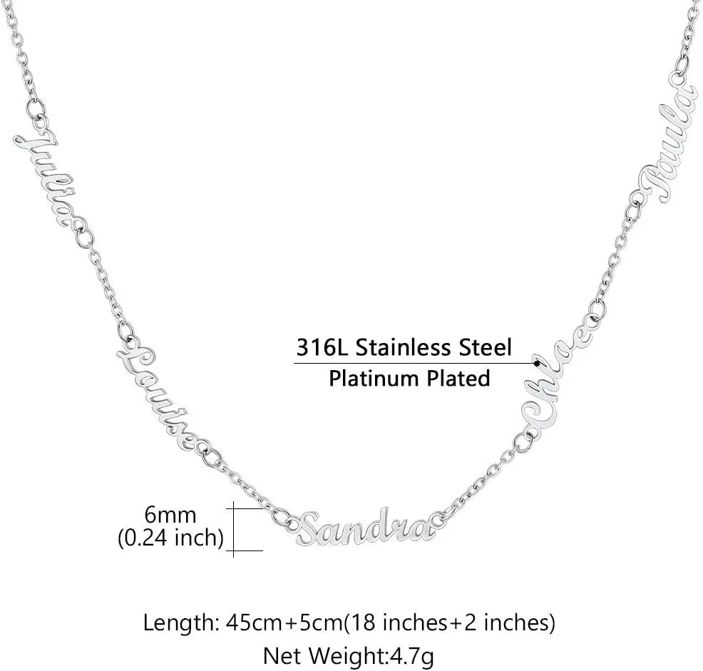 Custom4U Custom Name Necklace Personalized for Women Sterling Silver/18K Gold Plated Nameplate Pendant Necklaces Customized Jewelry Gifts for Birthday Anniversary