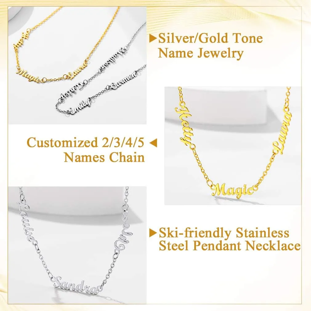 Custom4U Custom Name Necklace Personalized for Women Sterling Silver/18K Gold Plated Nameplate Pendant Necklaces Customized Jewelry Gifts for Birthday Anniversary