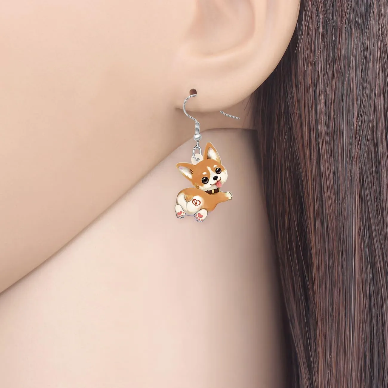 Cute Corgi Earrings Dog Lovers Gifts for Women Pet Dog Owners Mom Acrylic Dangle Puppy Jewelry