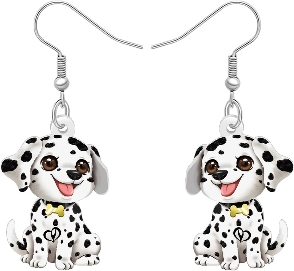 Cute Dalmatian Earrings Dog Lovers Gifts for Women Pet Dog Owners Mom Acrylic Dangle Puppy Jewelry