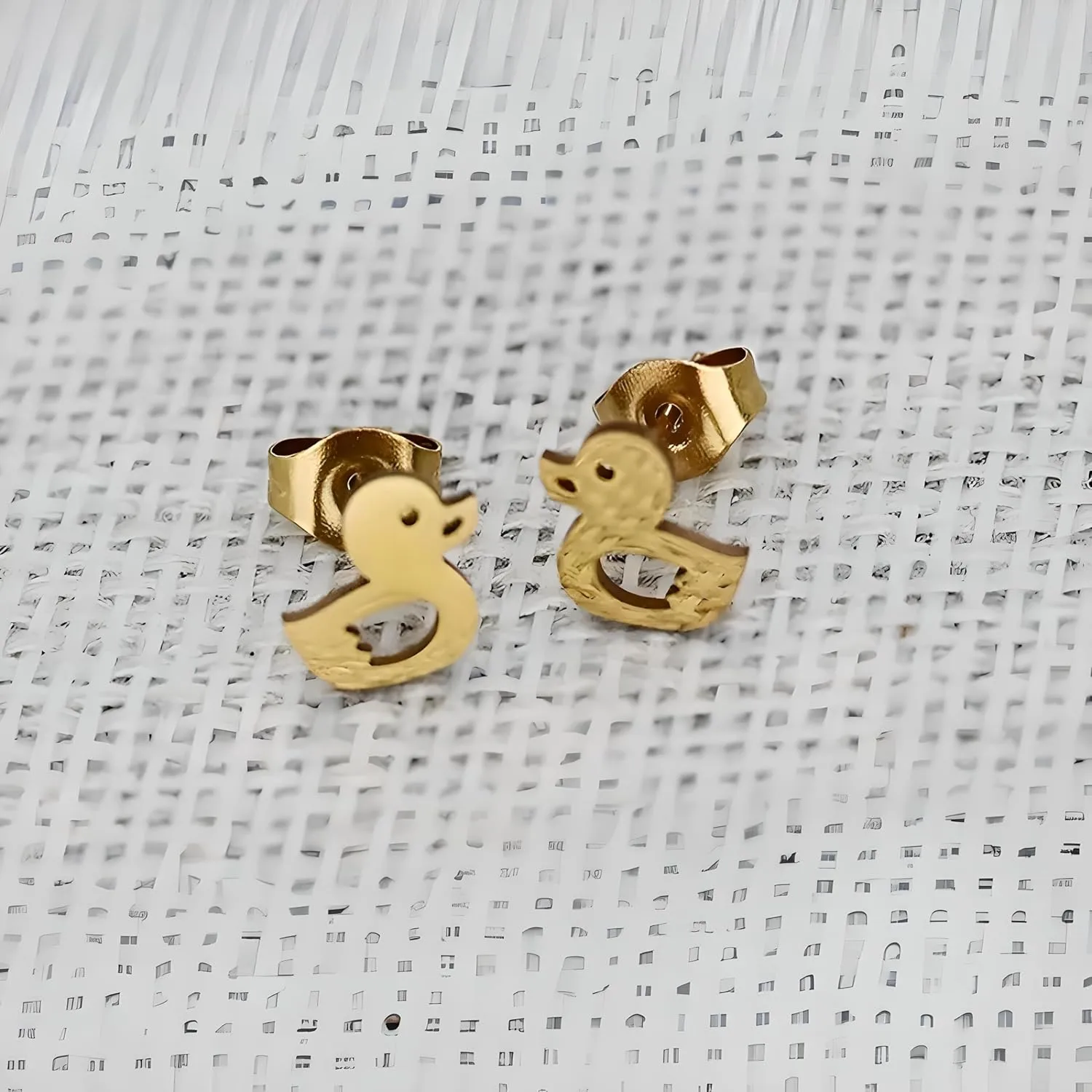 Cute Duck Stud Earrings, Gold Plated, Small Size - Gold, Silver, Black Options - Gift For Duck Lovers'
