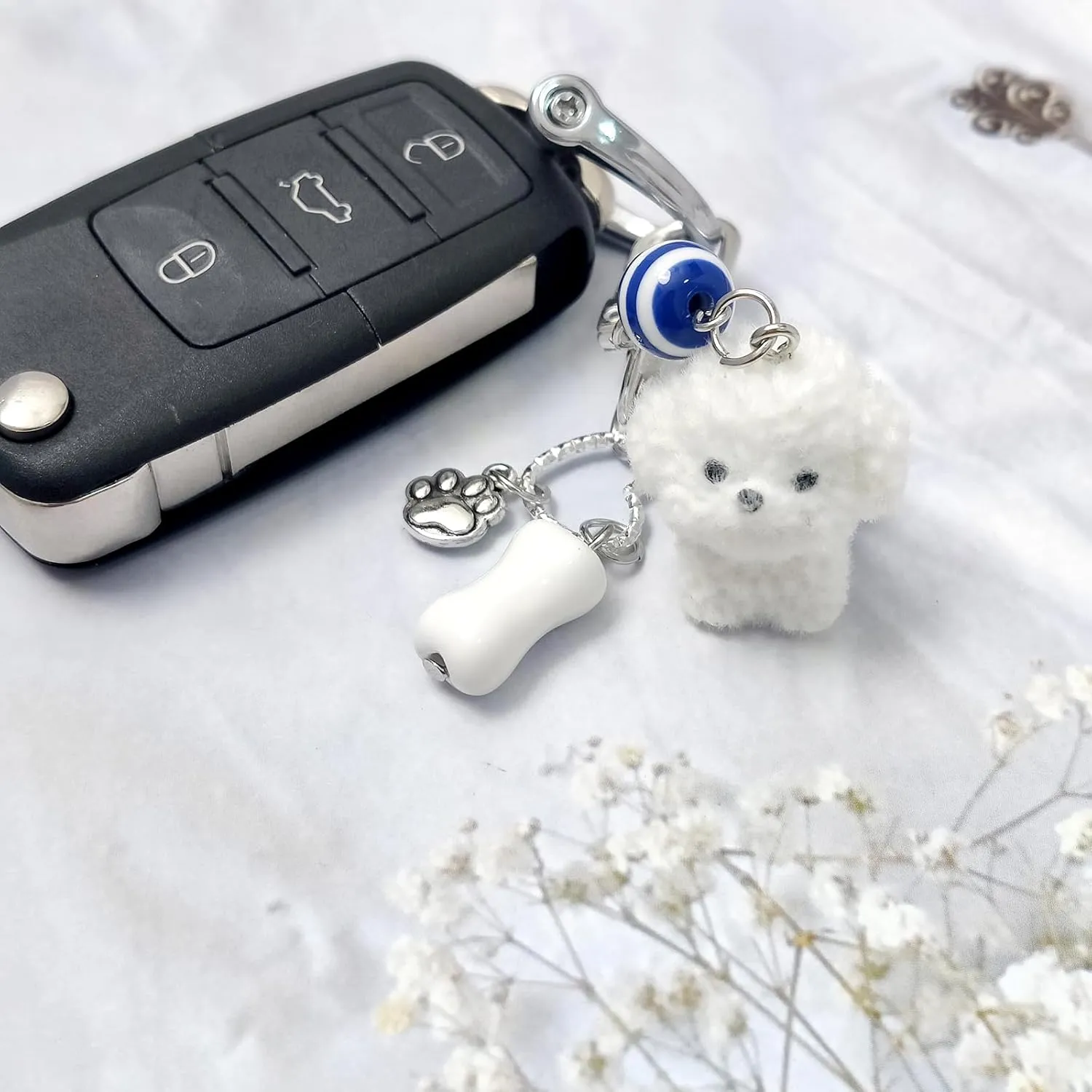 Cute Keychain Fuzzy Dog Puppy Decor Keychains Aesthetic Y2K Bag Charm Key Chains Accessories for Keys Bags Camera