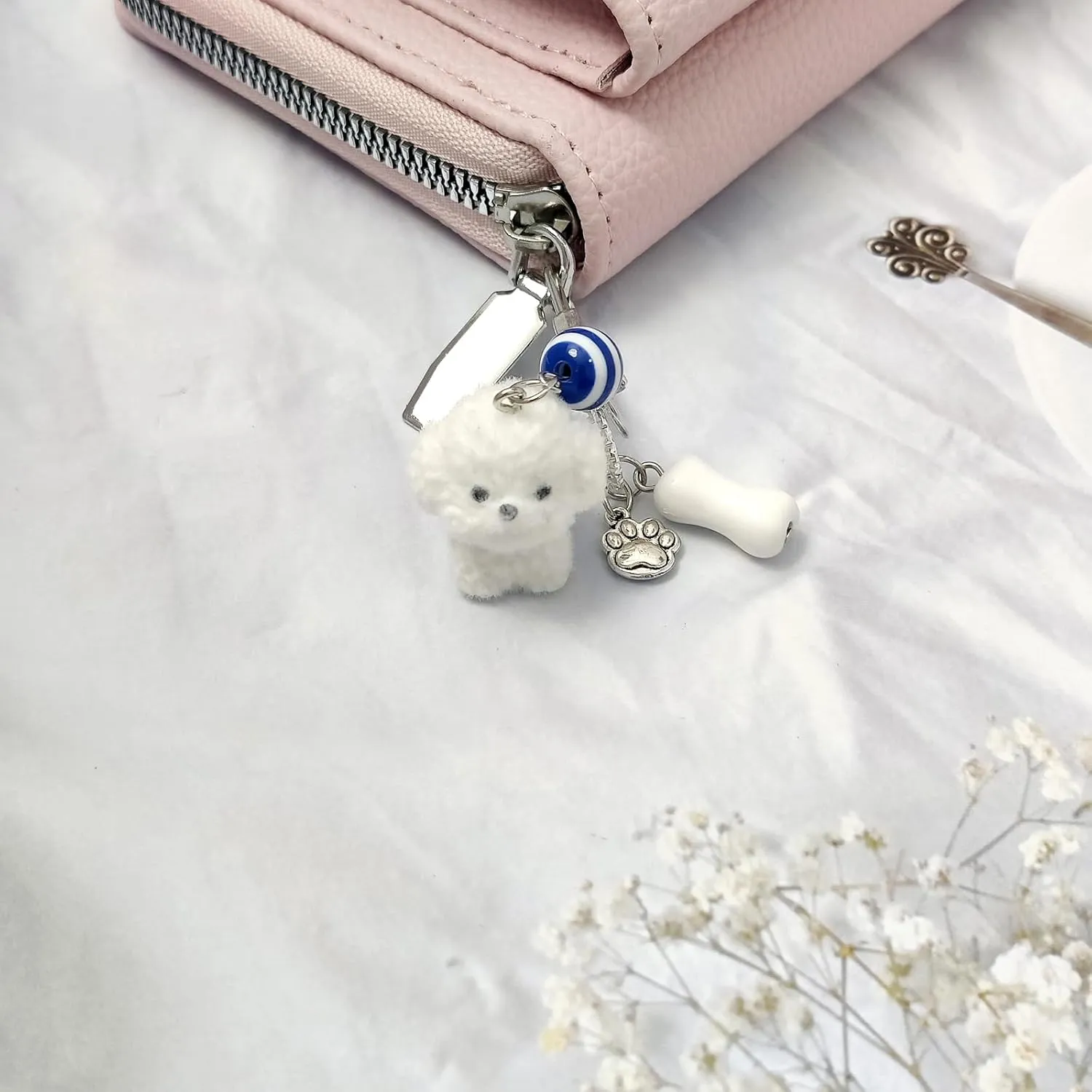 Cute Keychain Fuzzy Dog Puppy Decor Keychains Aesthetic Y2K Bag Charm Key Chains Accessories for Keys Bags Camera