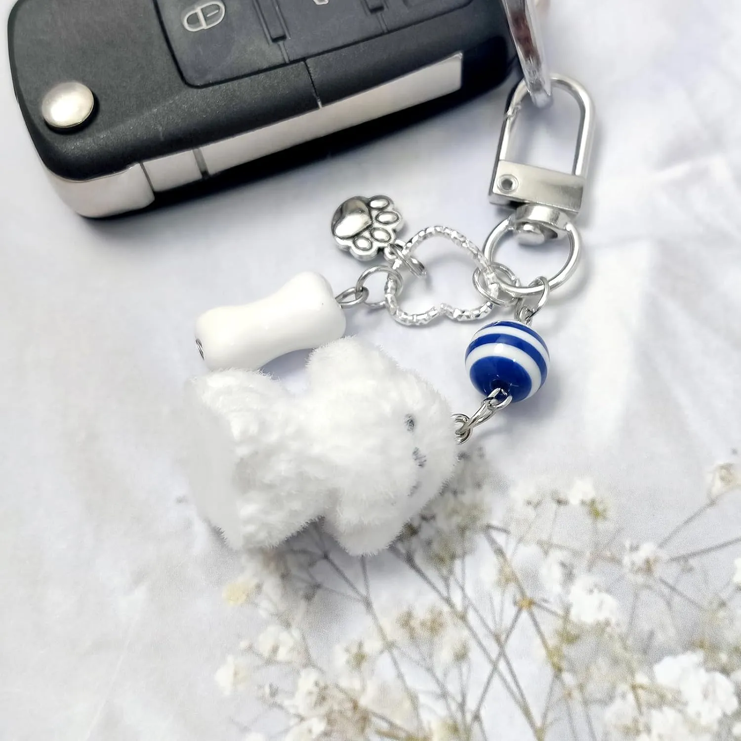 Cute Keychain Fuzzy Dog Puppy Decor Keychains Aesthetic Y2K Bag Charm Key Chains Accessories for Keys Bags Camera