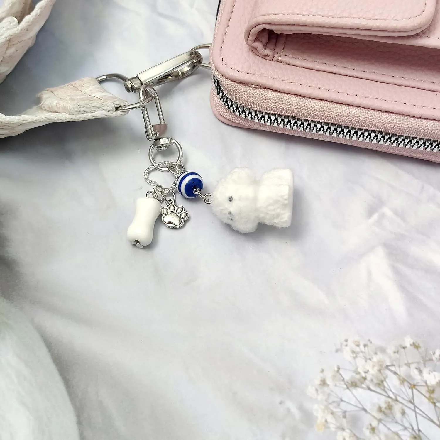 Cute Keychain Fuzzy Dog Puppy Decor Keychains Aesthetic Y2K Bag Charm Key Chains Accessories for Keys Bags Camera