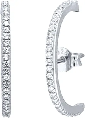 CZ Suspender Cuff Stud Earrings Wrap Earlobe Silver Post Cubic Zirconia Minimalist Jewelry for Women