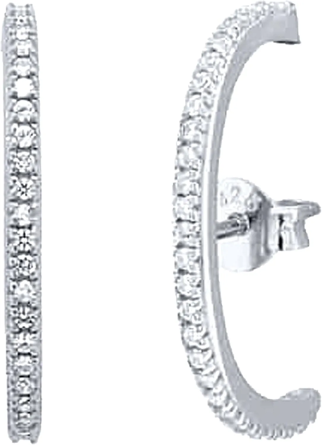 CZ Suspender Cuff Stud Earrings Wrap Earlobe Silver Post Cubic Zirconia Minimalist Jewelry for Women