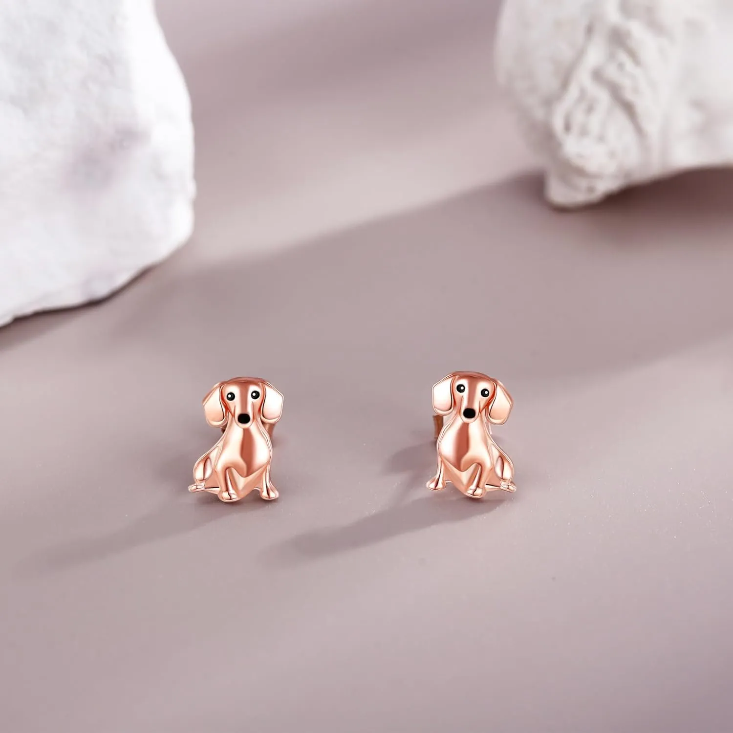 Dachshund Stud Earrings 925 Sterling Silver/Ross Gold Plated/Gold Plated Cute Dachshund Earrings Dog Jewelry Gifts for Women Mom Wife Dachshund Lovers