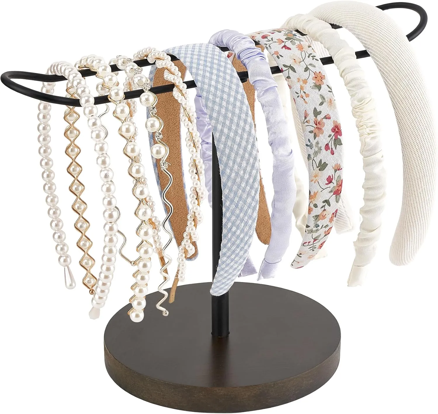 Dahey Headband Holder Metal Headband Organizer Hair Hoop Display Stand, Hair Accessories Organizer Storage Hair Ropes Bracelets Bangles for Women and Girls, Black