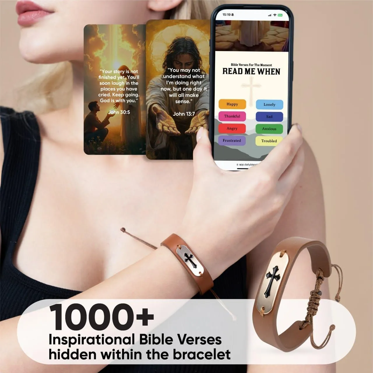 Daily Bible Verse Bracelets, Daily Wearable Scripture Bracelets, Cross Bracelet, Christian Gifts for Women, Men, Catholic Religious Gifts, Easter Basket Stuffers