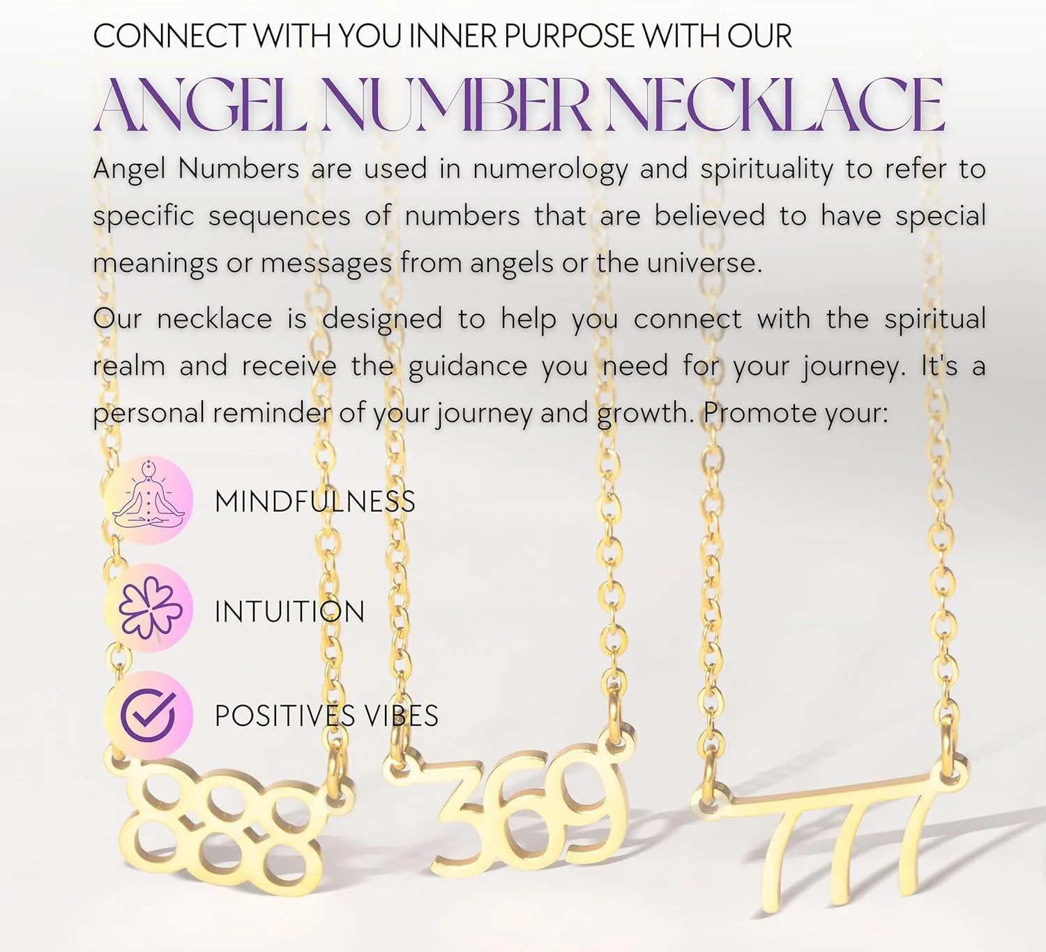 Dainty Angel Numbers Necklace  Numerology Pendant for Guidance, Inspiration, Manifestation & Law of Attraction  Waterproof Gold Necklace for Women  Non-Tarnish Jewelry  Meaningful Gift for Women