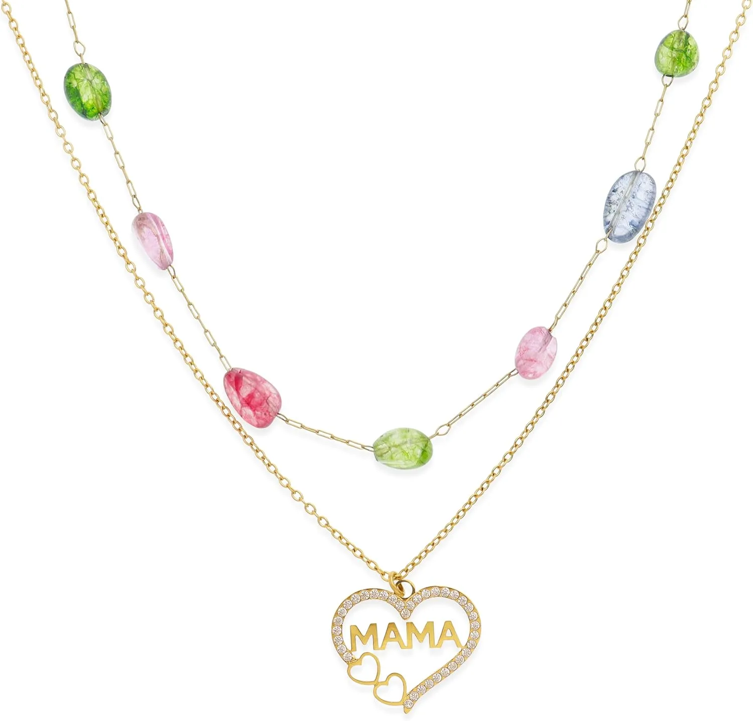 Dainty Gold Heart Necklaces for Women, Trendy Rhinestone Love Necklace Valentine Mother's Day Fashion Jewelry Gift