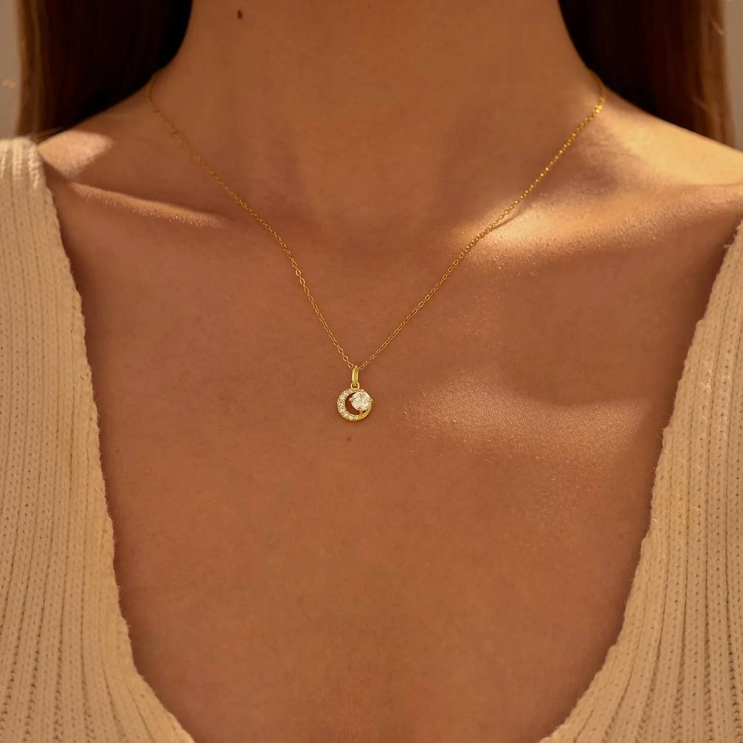 Dainty Lucky Leaf Necklace for Women 925 Sterling Silver Trendy 14K Gold Plating Cute White CZ Flowers Pendant Choker Necklaces to Daughter Mom Minimalist Stackable Chain Wedding Prom Brides Jewelry