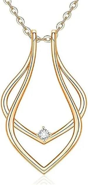 Dainty Waterdrop Ring Holder Necklace for Women Men CZ Simple Ring Keeper Necklaces Geometric Pendant Bride Wedding Engagement Saver Jewelry for Wife Girlfriend Mother