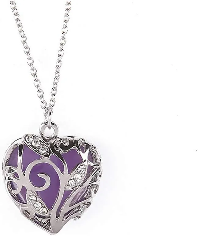 Dark Glow in Pendant Women Out Necklace Hollow Heart Luminous Crystal Chocker Necklaces Necklace for Women