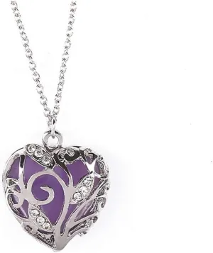 Dark Glow in Pendant Women Out Necklace Hollow Heart Luminous Crystal Chocker Necklaces Necklace for Women