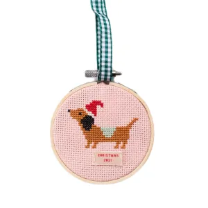 Daschund Cross Stitch Kit (Multi Colours   Pink)