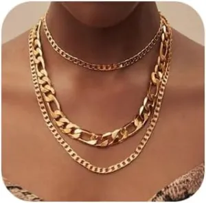 Denifery Punk Cuban Link Chain Choker Necklace Chunky Curb Chain Necklace Chic Layered Clavicle Necklace Hiphop Accessories for Women