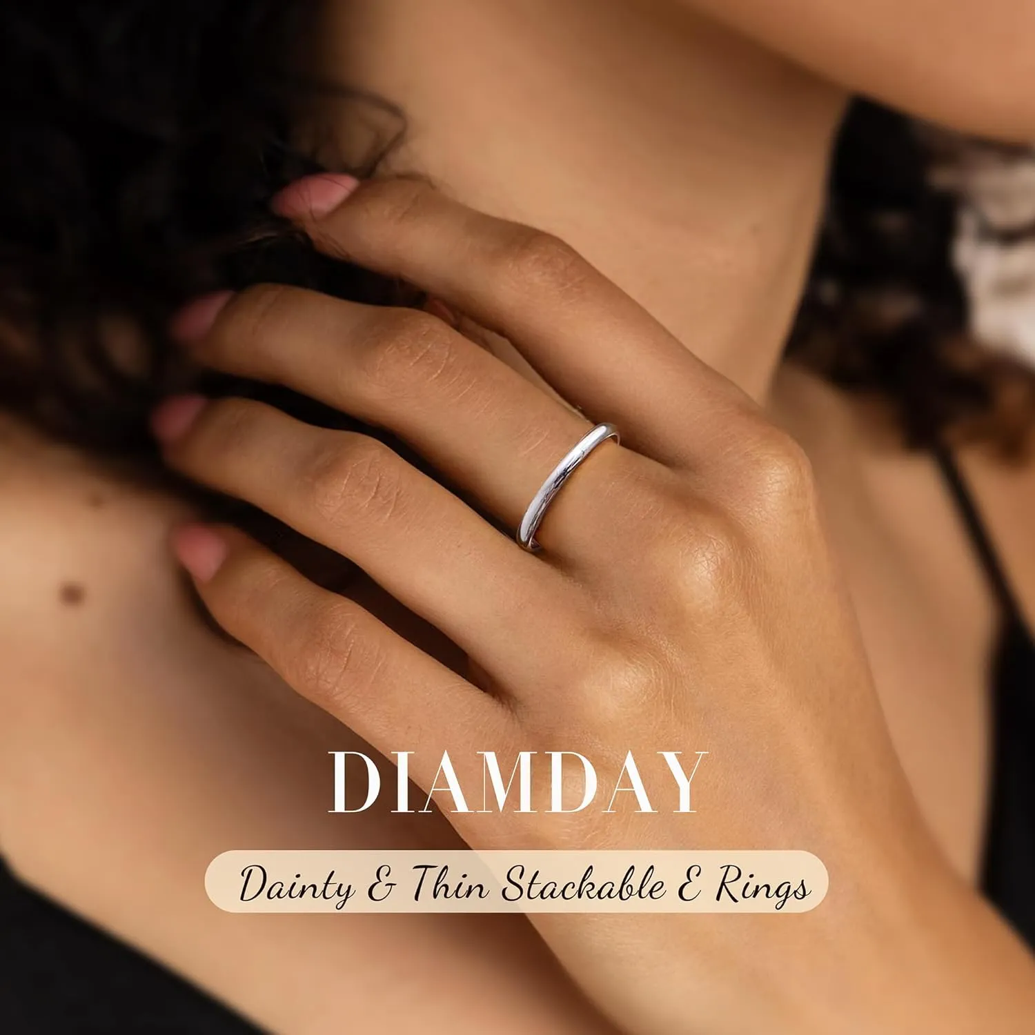Diamday S925 Sterling Silver Rings for Women Men High Polished Sterling Silver Band Thumb Stackable Ring Comfort Fit 1mm 2mm 4mm