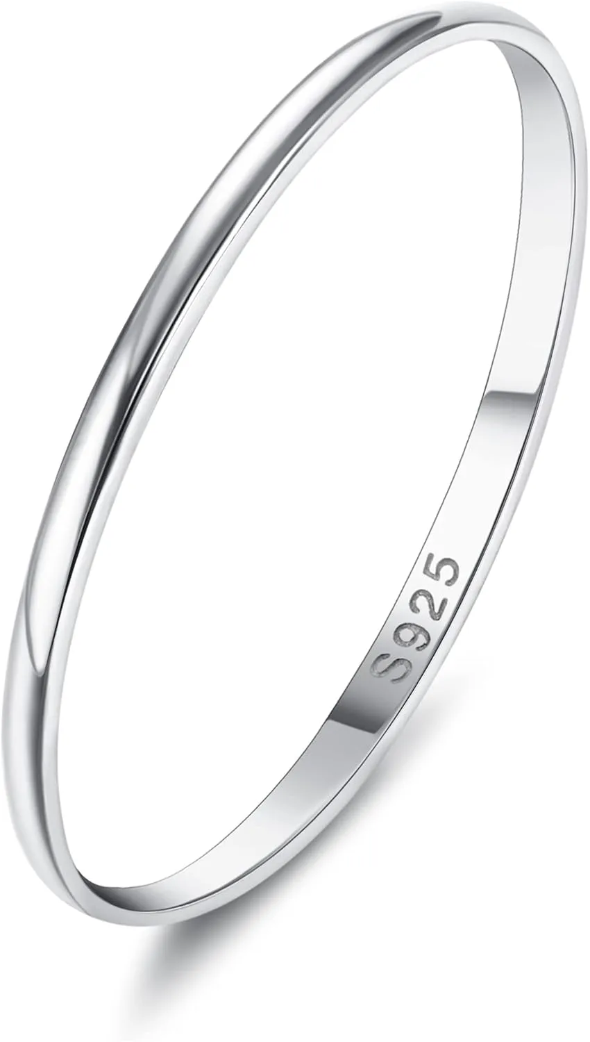 Diamday S925 Sterling Silver Rings for Women Men High Polished Sterling Silver Band Thumb Stackable Ring Comfort Fit 1mm 2mm 4mm
