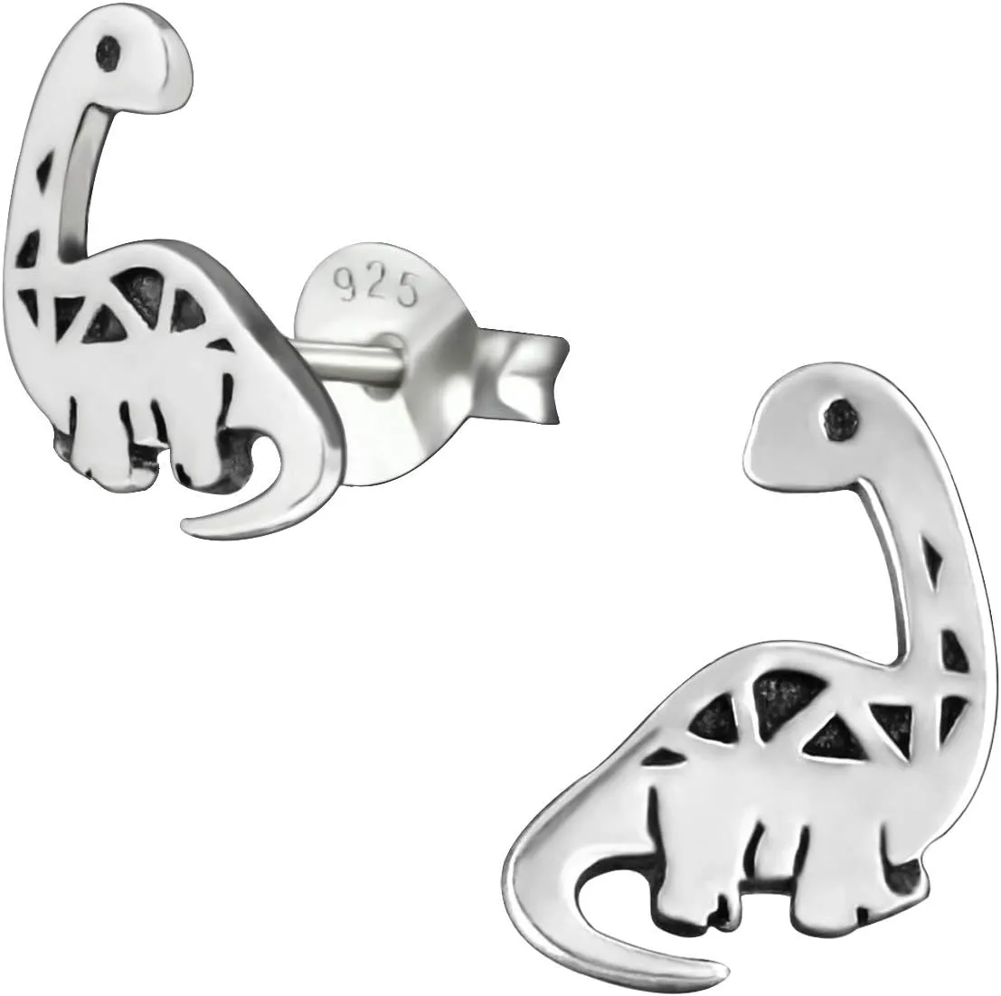 Dinosaur 925 Sterling Silver Stud Earrings, Dainty Piercing Jewelry