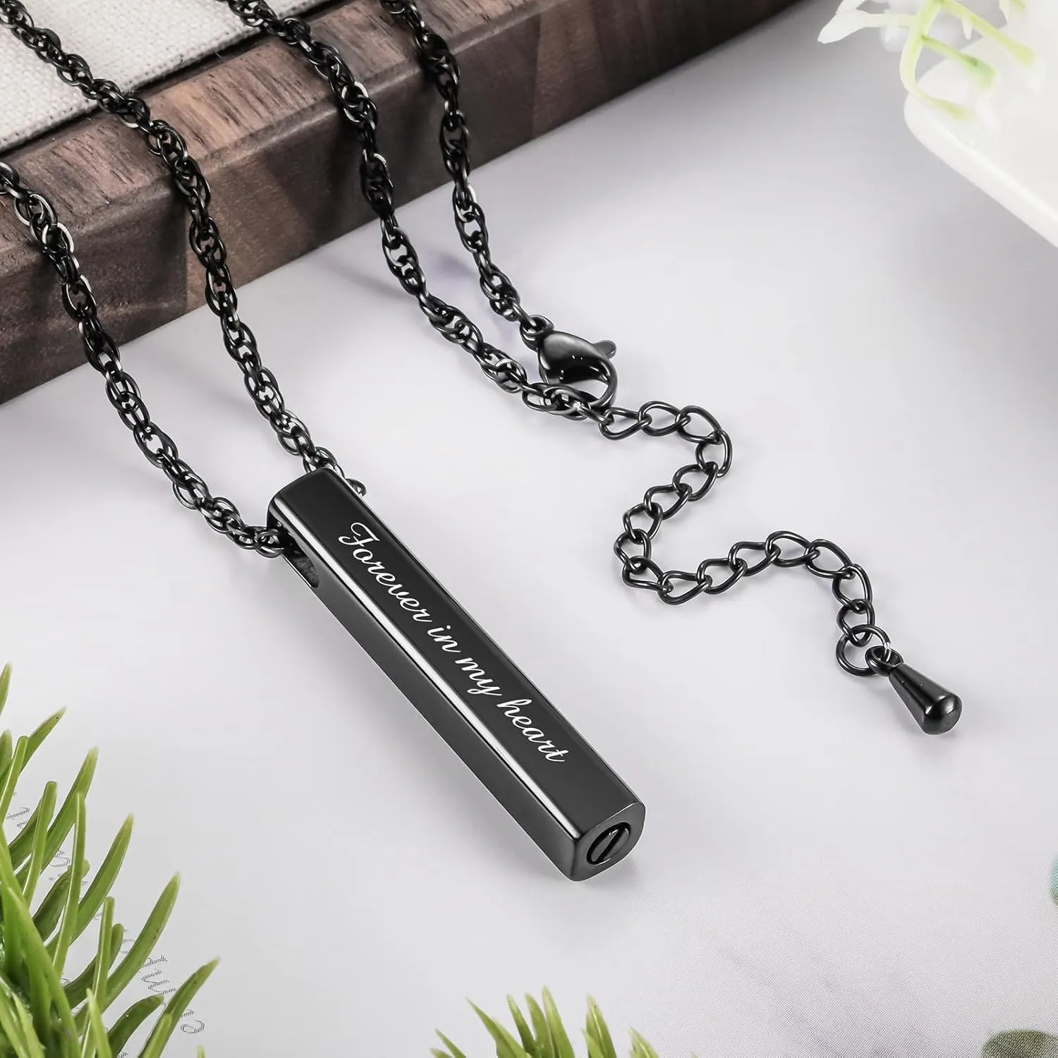 Dletay Urn Necklaces for Ashes Memorial Cremation Necklace Stainless Steel Necklace for Ashes of Loved One Urn Pendant Keepsake Ashes Necklace Jewelry for Women Men -Forever in my heart