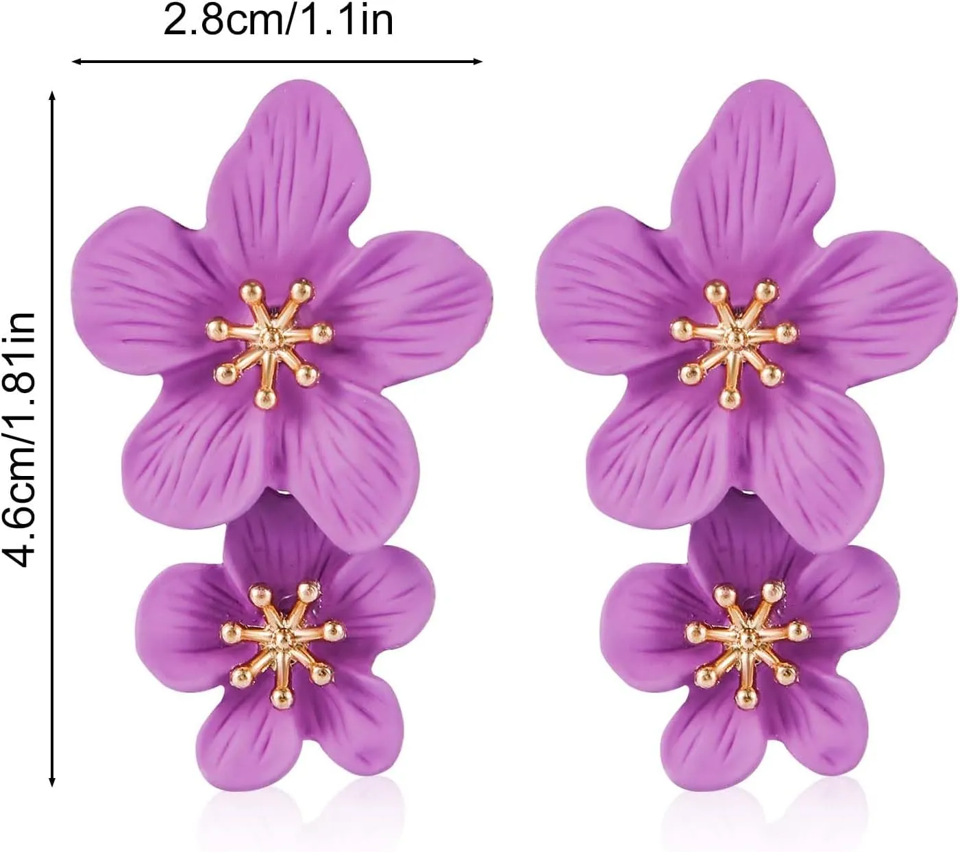 Double Flower Earrings - 3D Floral Dangle Boho Chic Wild Flower Earrings for Women & Girls - Wedding Party Statement Jewelry