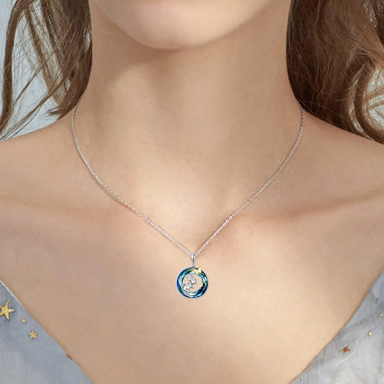 Dreamboat Sterling Silver Bunny Necklace for Women Rabbit Necklace Cute Animals Necklace Crystal Pendant Necklace Easter Jewelry Gifts