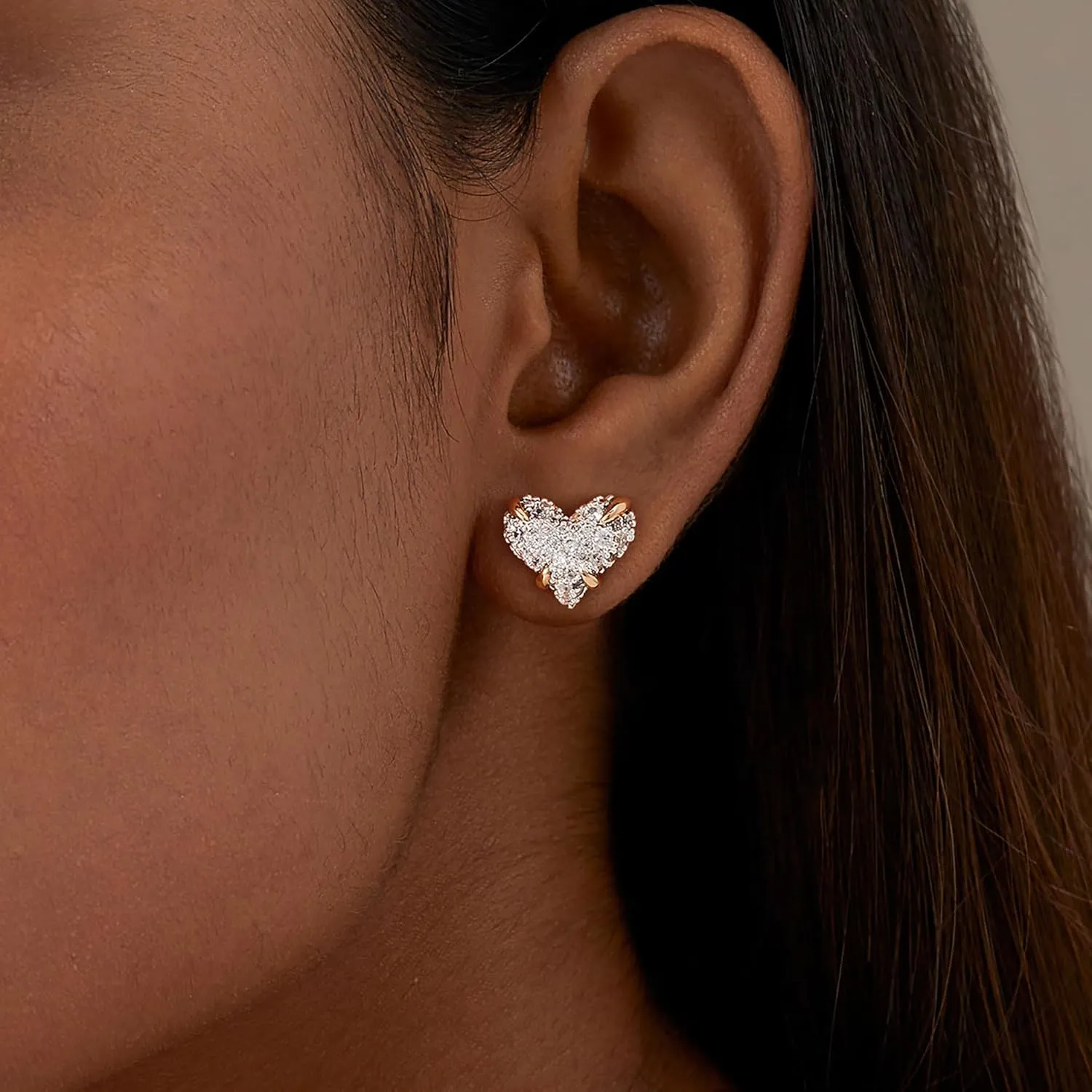 Dremmy Studios Women Gold Stud Earrings 14K Gold Plated Zirconia Snake Cross Flower Heart Butterfly Earrings S925 Silver Post Cartilage Earrings