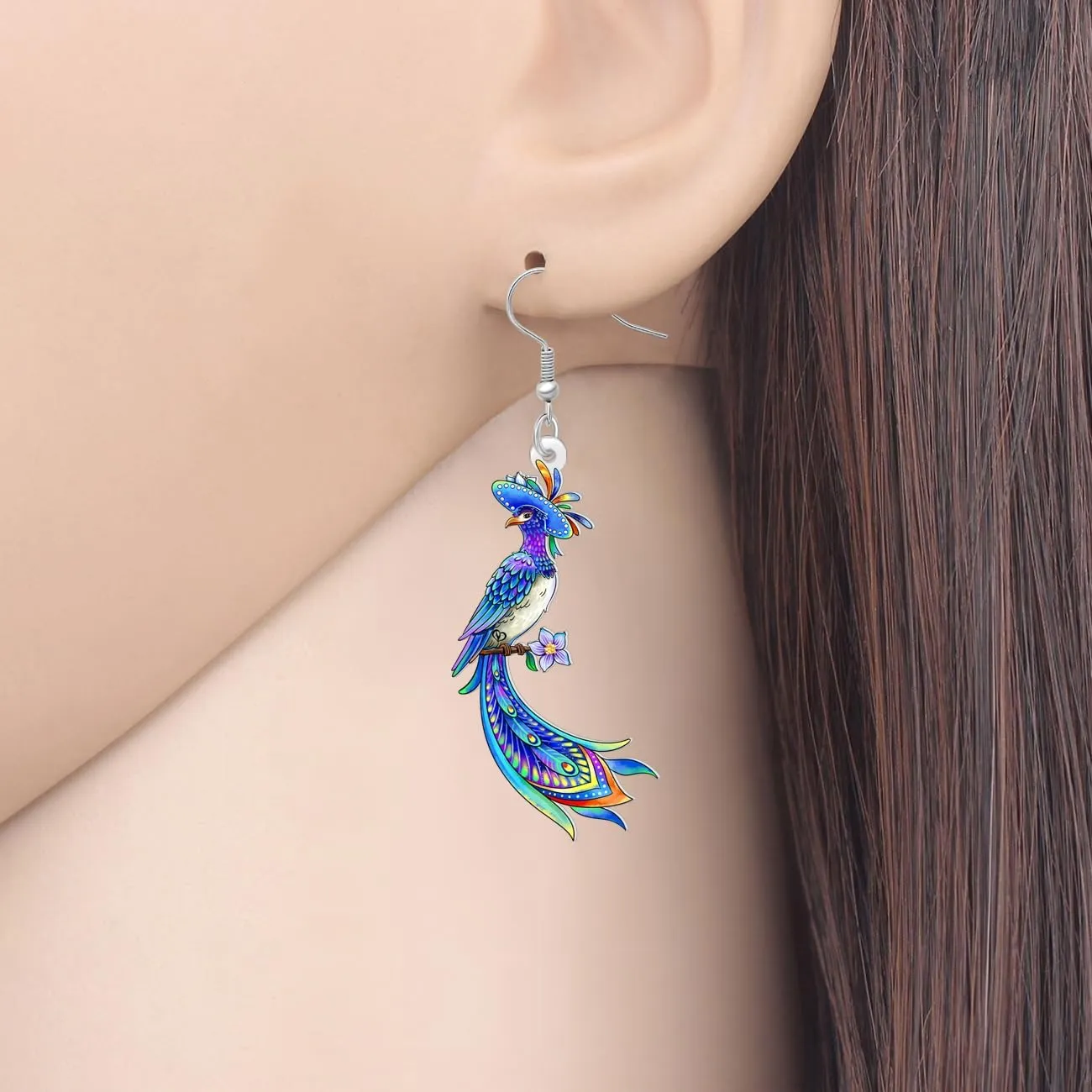DUOWEI Acrylic Cute Colorful Bird Dangle Earrings Hypoallergenic Nature Inspired Animal Dangling Jewelry Gifts Ideas for Women Mom Birds Lovers Charms