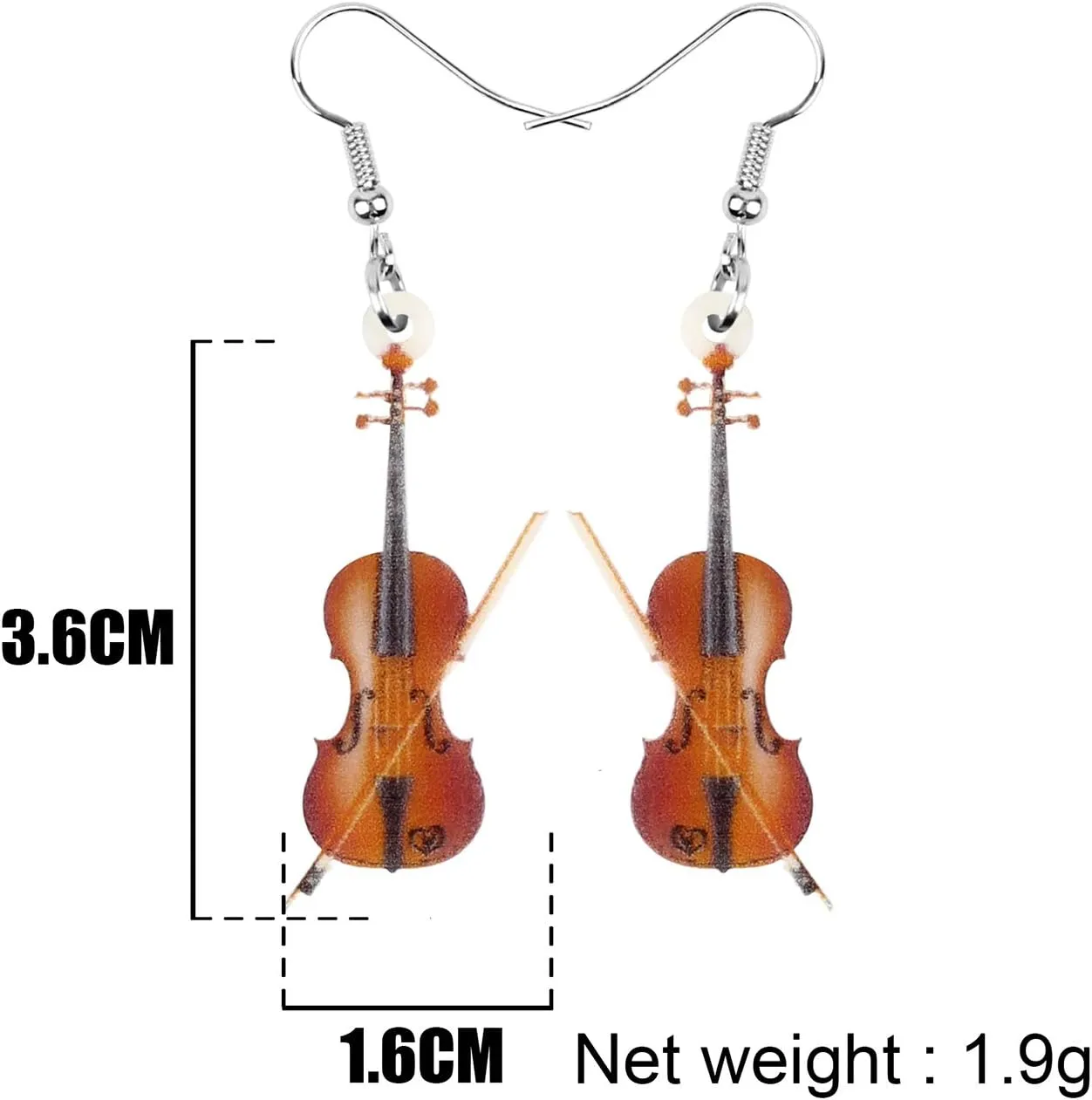 DUOWEI Acrylic Cute Music Bass Electric Guitar Violin Earrings Charms Rockstar Dangle Jewelry Gifts for Women