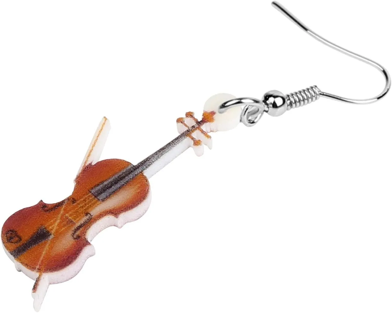DUOWEI Acrylic Cute Music Bass Electric Guitar Violin Earrings Charms Rockstar Dangle Jewelry Gifts for Women