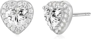 EAMTI 925 Sterling Silver Stud Earrings for Women Emerald Hear Cut Cubic Zirconia CZ Stud Earrings 18K Gold Plated Stud Earrings Men Hypoallergenic
