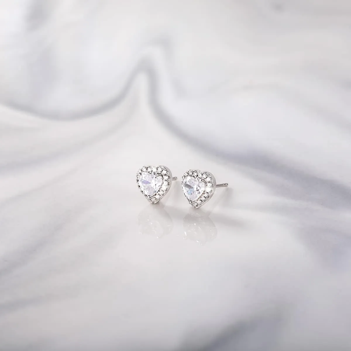 EAMTI 925 Sterling Silver Stud Earrings for Women Emerald Hear Cut Cubic Zirconia CZ Stud Earrings 18K Gold Plated Stud Earrings Men Hypoallergenic