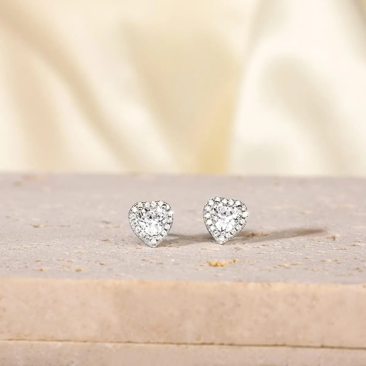 EAMTI 925 Sterling Silver Stud Earrings for Women Emerald Hear Cut Cubic Zirconia CZ Stud Earrings 18K Gold Plated Stud Earrings Men Hypoallergenic