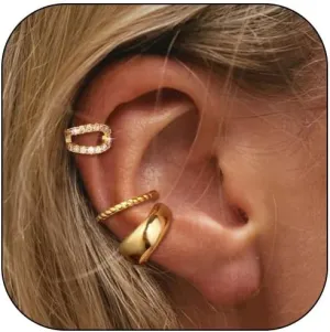Ear Cuffs for Women Non Piercing Ear Cuffs Gold Ear Wrap Earrings Rhinestone Clip On Earrings Hypoallergenic Cartilage Earrings Gold Fake Earrings Trendy Jewelry Gift for Women