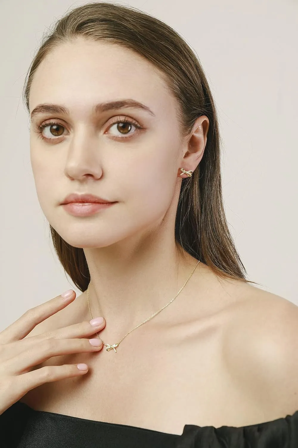 Earrings for Women, 925 Sterling Silver Bow With Cubic Zirconia 14K White Gold Plated Stud Earrings,Hypoallergenic Simple Gold Plated Jewelry Gift for Women,For Family, Loved Ones, Friends