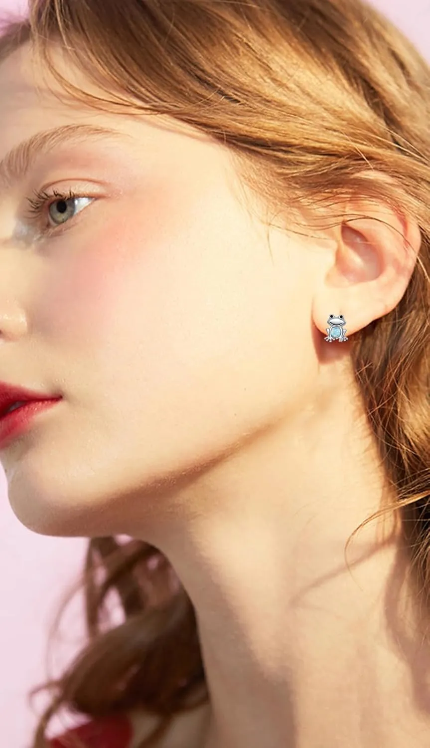 Earrings for Women 925 Sterling Silver Stud Butterfly Turtle Dolphin Frog Bunny Owl Stud Earrings Animal Jewelry Birthday Mothers Day Gifts